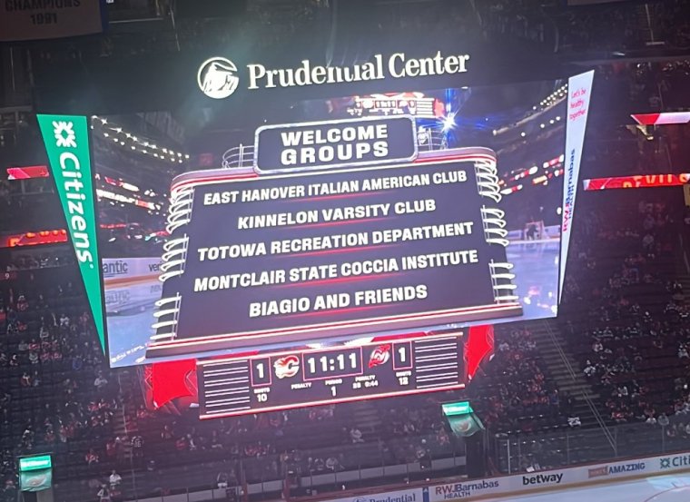 Coccia on the Jumbotron at the NJ Devils